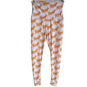 Bougie Boutique Women’s Leggings Size M Medium Orange Print Spellout New